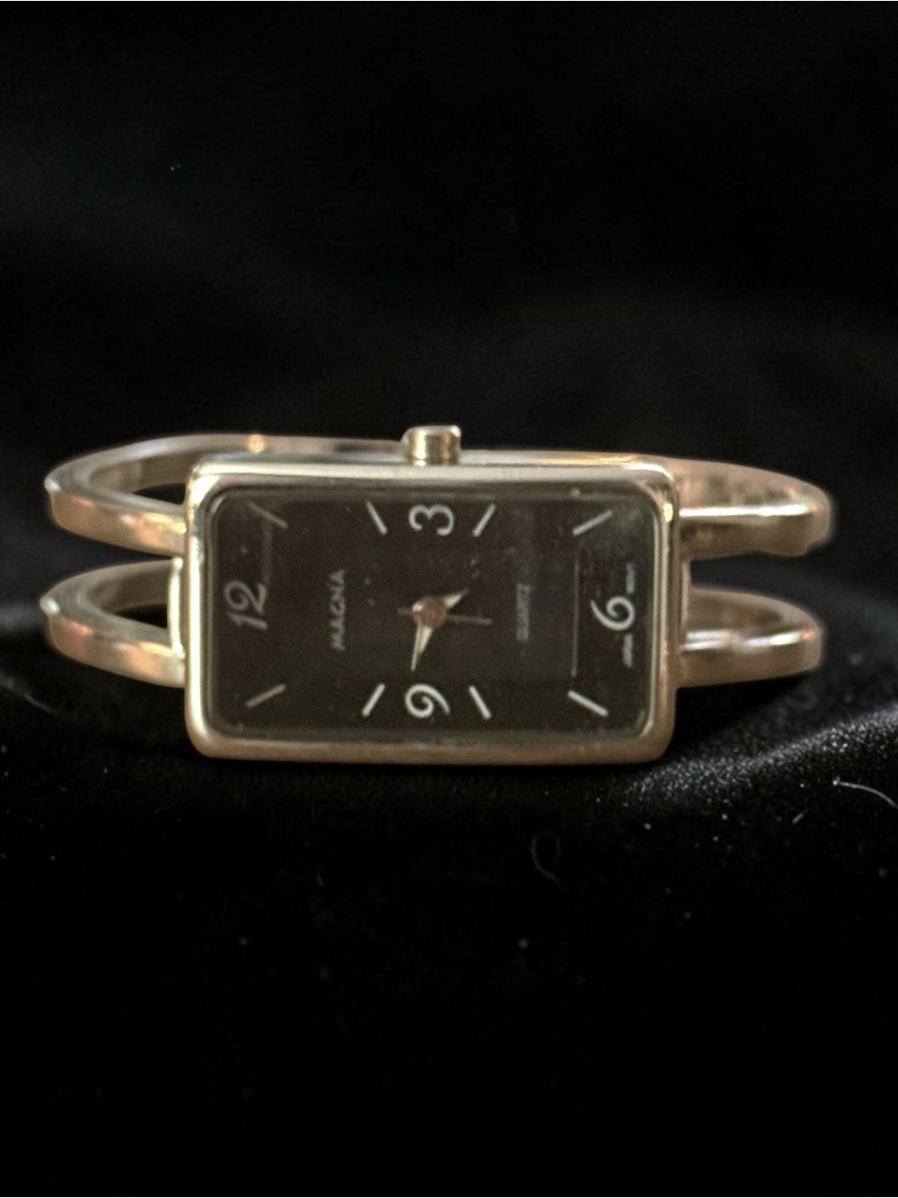 Vintage Magna silver tone open cuff bangle watch